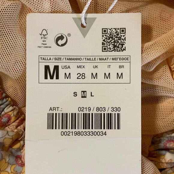 Zara Women's Floral Off the Shoulder Satin Effect Crop Top Size M NWT - Picture 7 of 14